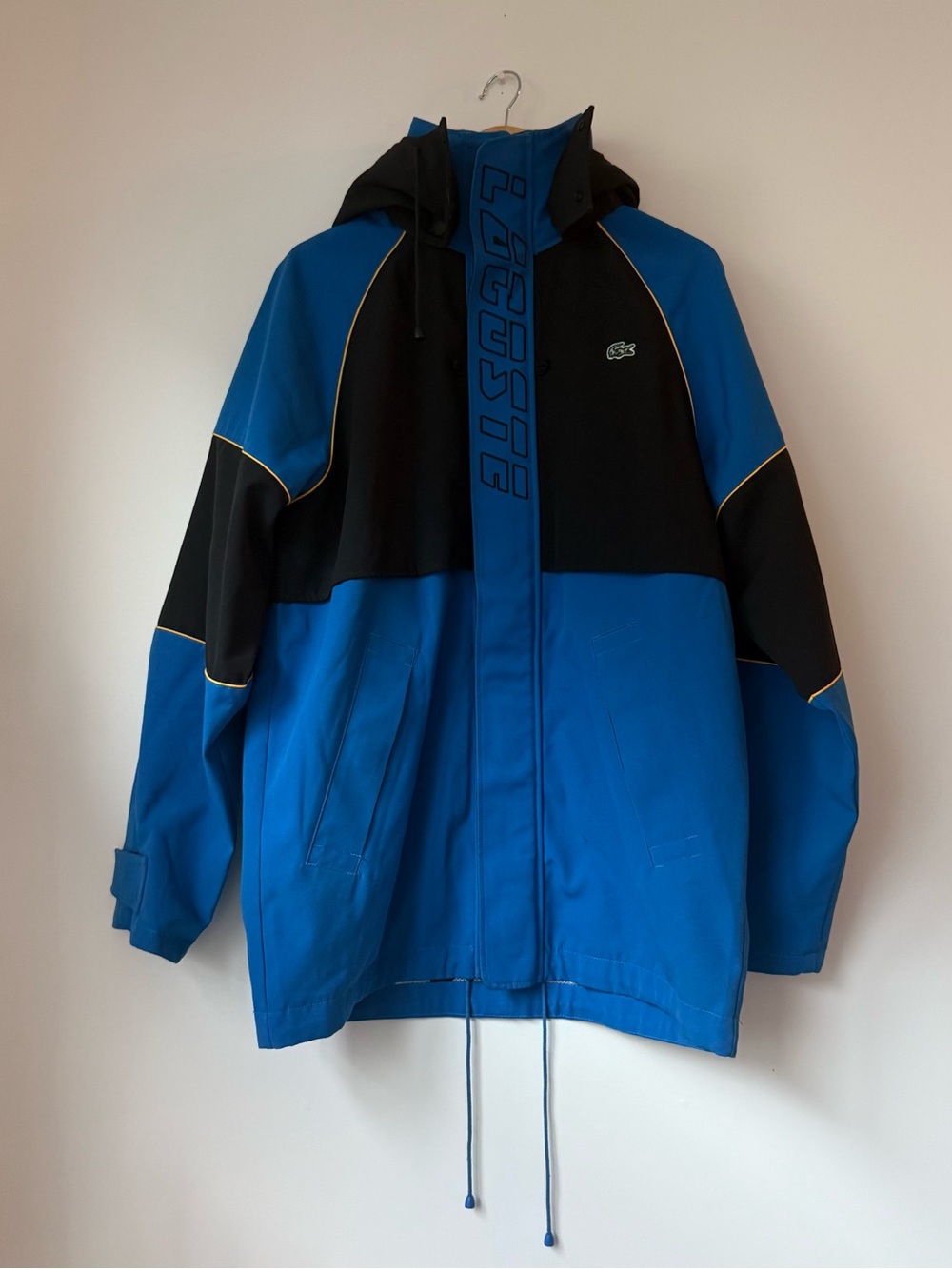 Lacoste Live Colourblock Hooded Parka Technical Jacket Unisex Size M Blue Black